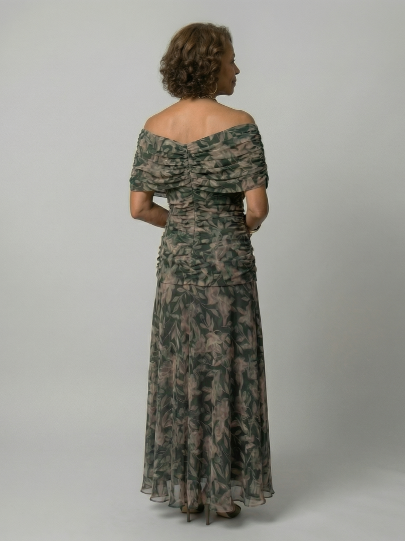 Calen | Vestido Midi Fluido de Hombros Descubiertos