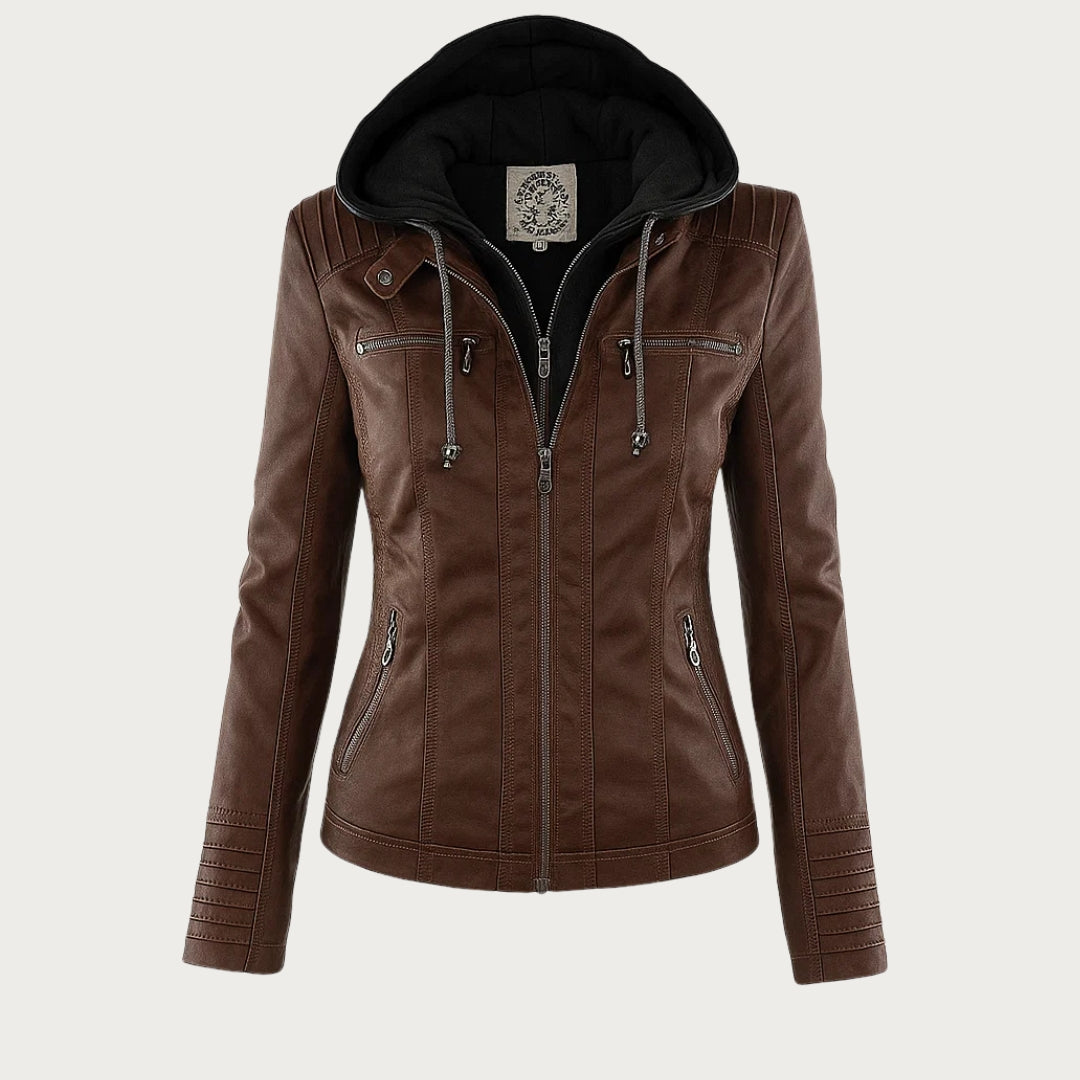 Chaqueta de piel Flavia marrón oscuro