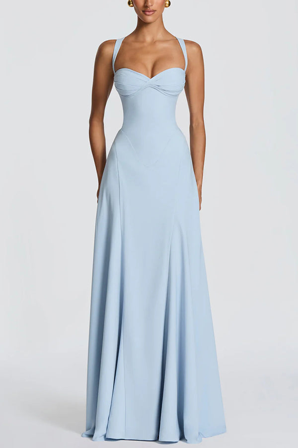 Vestido largo Irie de gasa con escote corazón, tirantes ajustables y lazada en la espalda