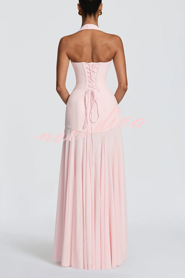 Vestido largo Seraphina con escote de pico profundo
