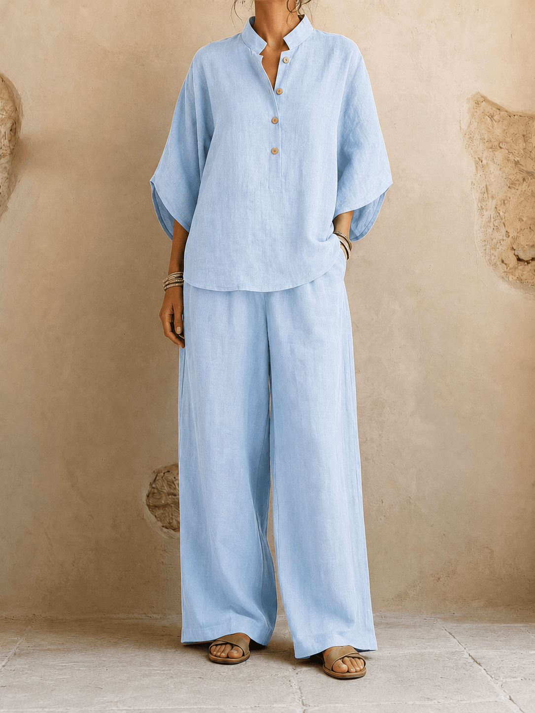 Maribel | Mangas murciélago y pantalón de pierna ancha