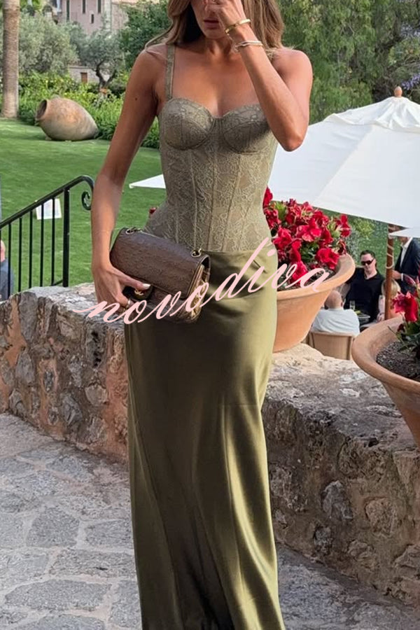 Body elástico De Cuento de Hadas de encaje tipo corsé con lazada en la espalda y tirantes finos