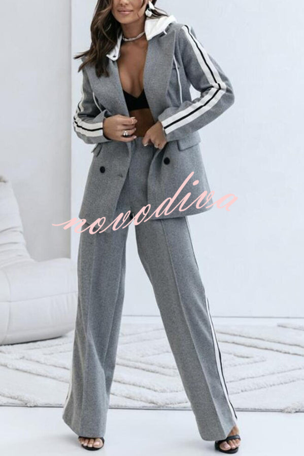 Blazer con capucha Easy Street deportivo de patchwork con solapa y botones