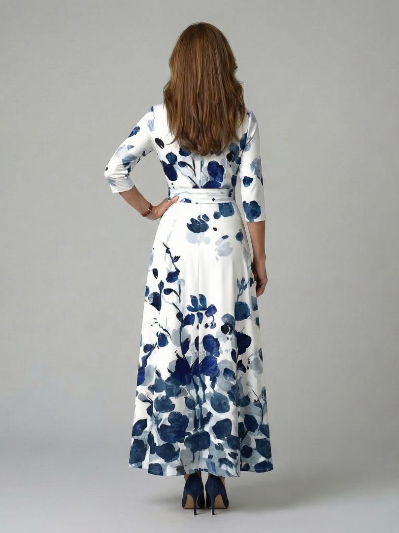 Morwenna | Vestido largo cruzado floral