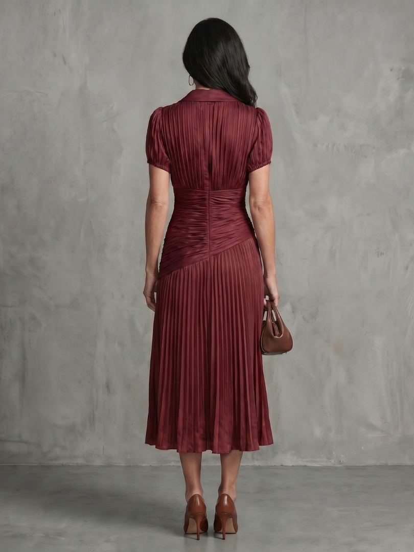 Bianca | Vestido Midi con Cintura Plisada