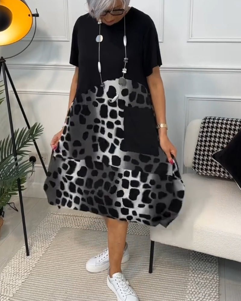Marnie | Vestido Midi con Estampado de Contraste