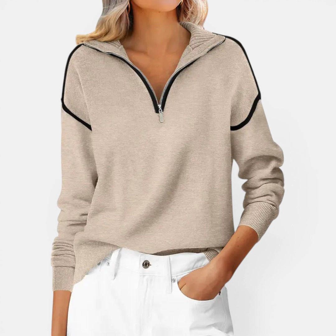 ZIBBY™ – Jersey con Cremallera Corta y Bloques de Color
