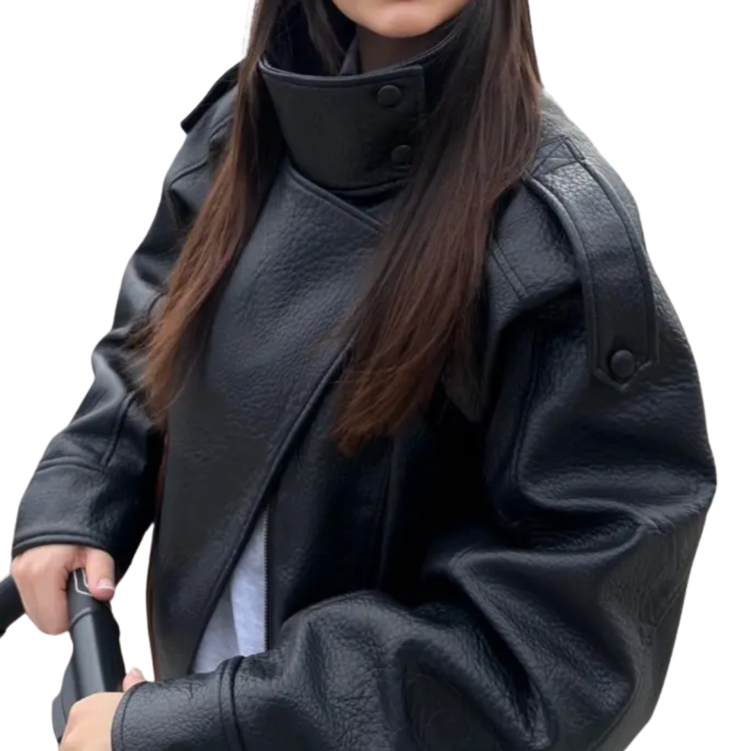 VANYA™: chaqueta de piel vintage con textura de lichi