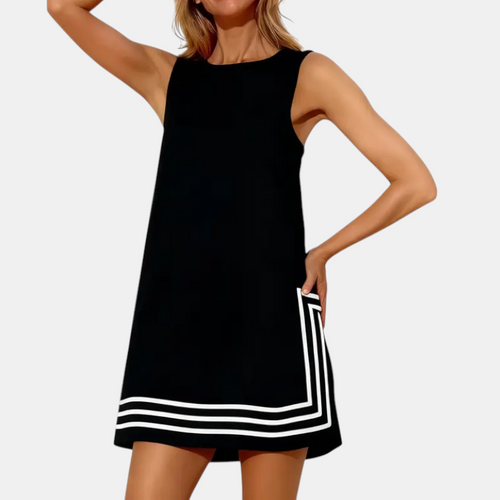 CALINDA™ – Vestido mini bohemio sin mangas en colorblock