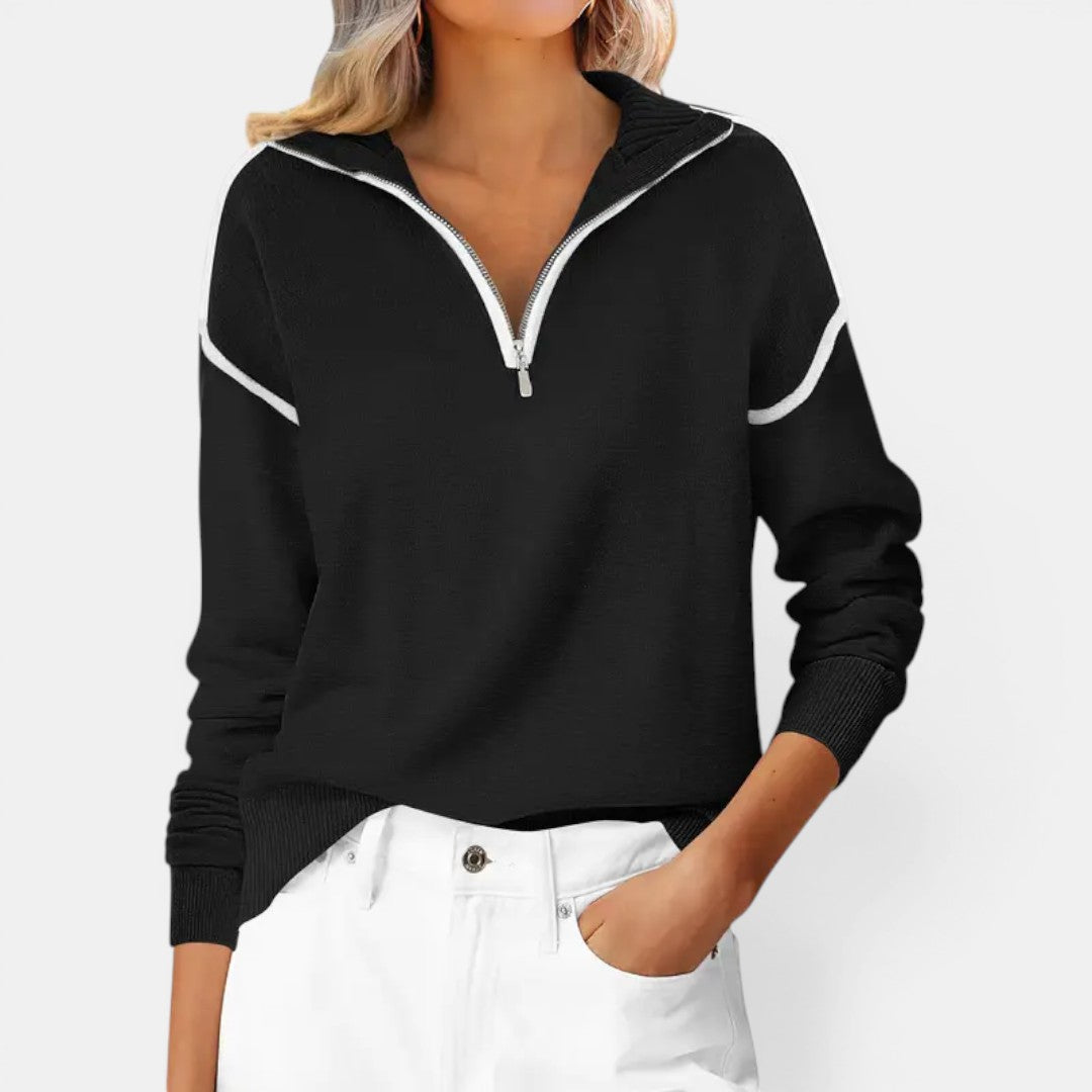 ZIBBY™ – Jersey con Cremallera Corta y Bloques de Color