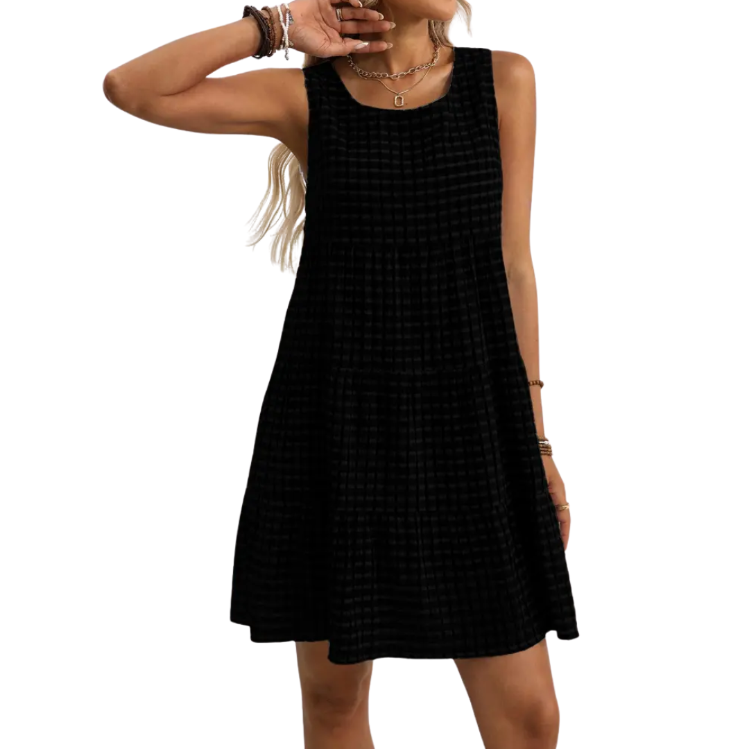 WYLA™ – Vestido sin mangas de cuadros con volantes, fresco y ligero