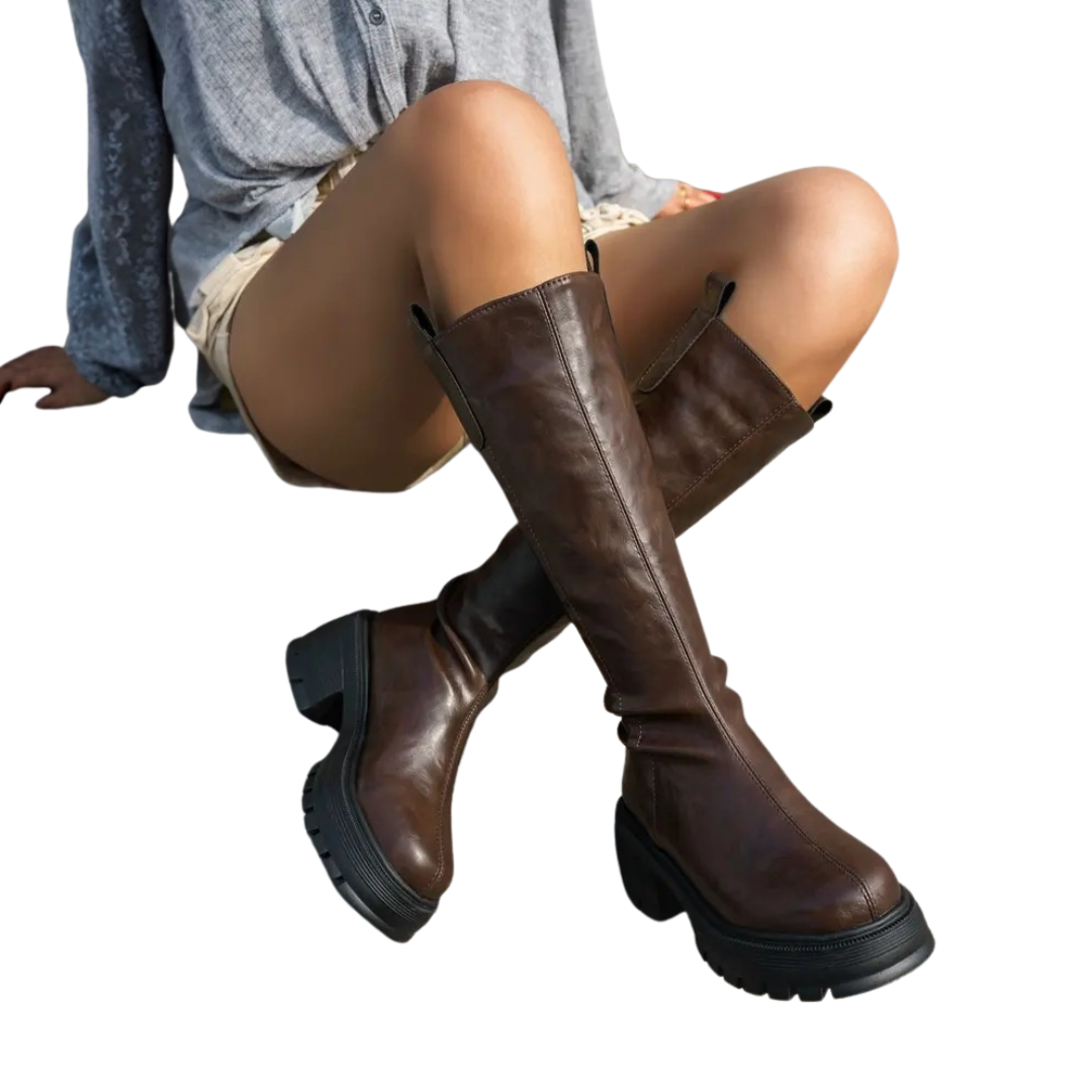 BRITTA™ – Botines de caña alta acogedores forrados de borreguito
