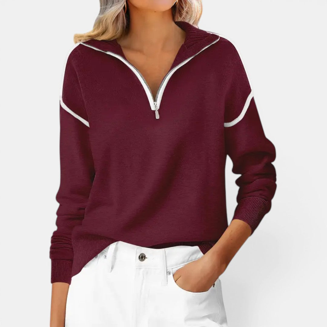 ZIBBY™ – Jersey con Cremallera Corta y Bloques de Color