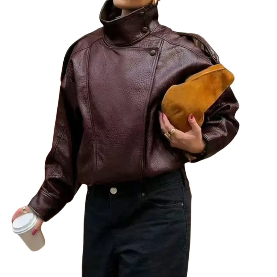 VANYA™: chaqueta de piel vintage con textura de lichi