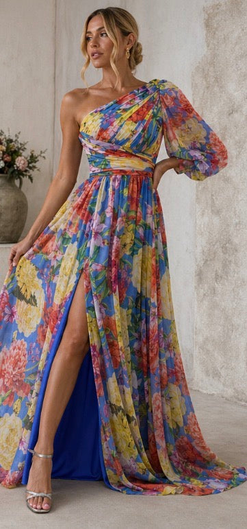 Selah | Vestido Maxi Floral de un Hombro