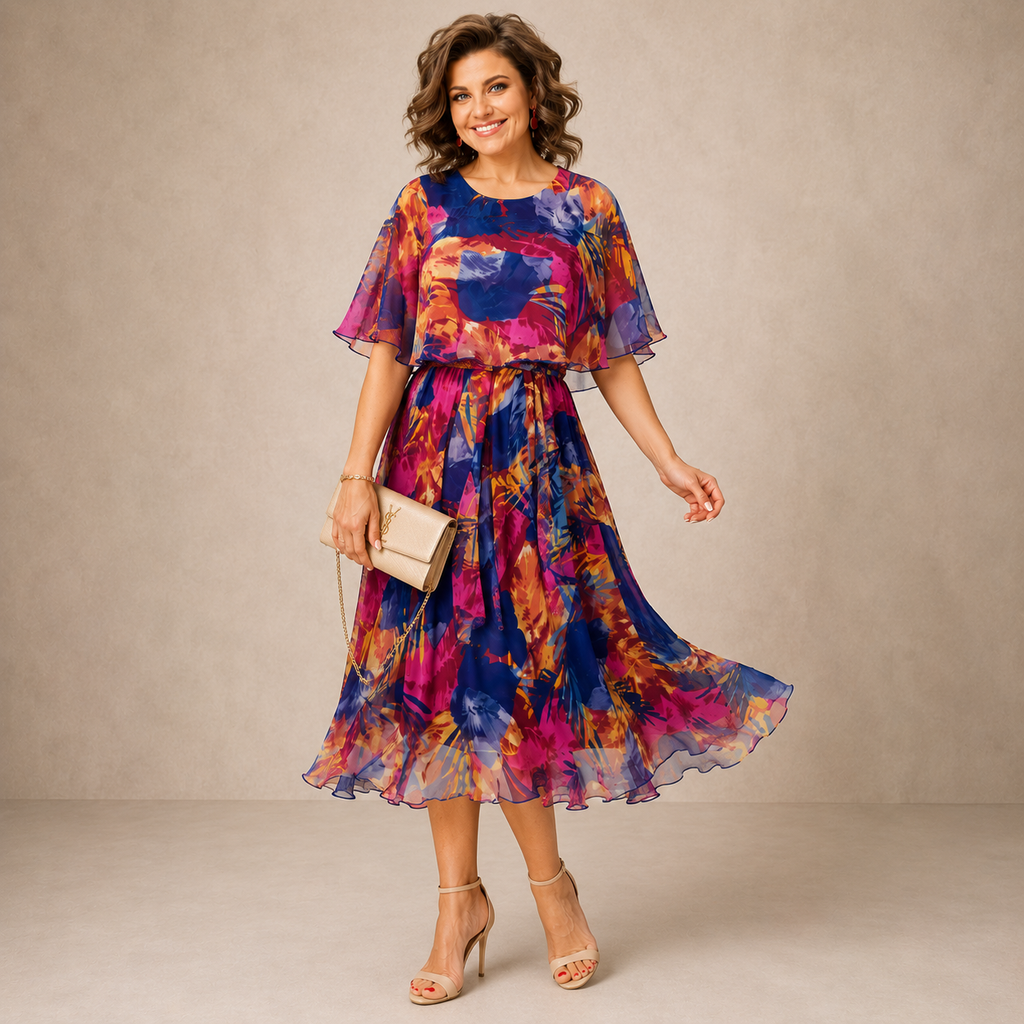 Marianne | Vestido midi floral de colores