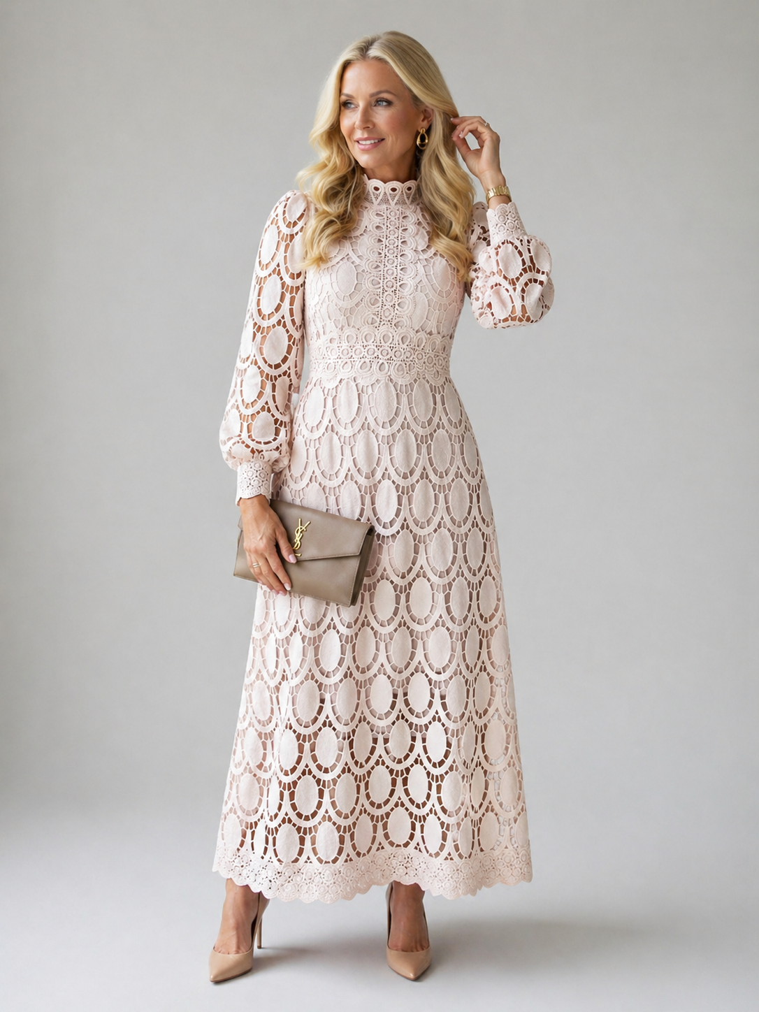 Blythe | Vestido Midi de Encaje Festoneado