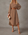 Sienna | Vestido camisero midi de rayas con cinturón