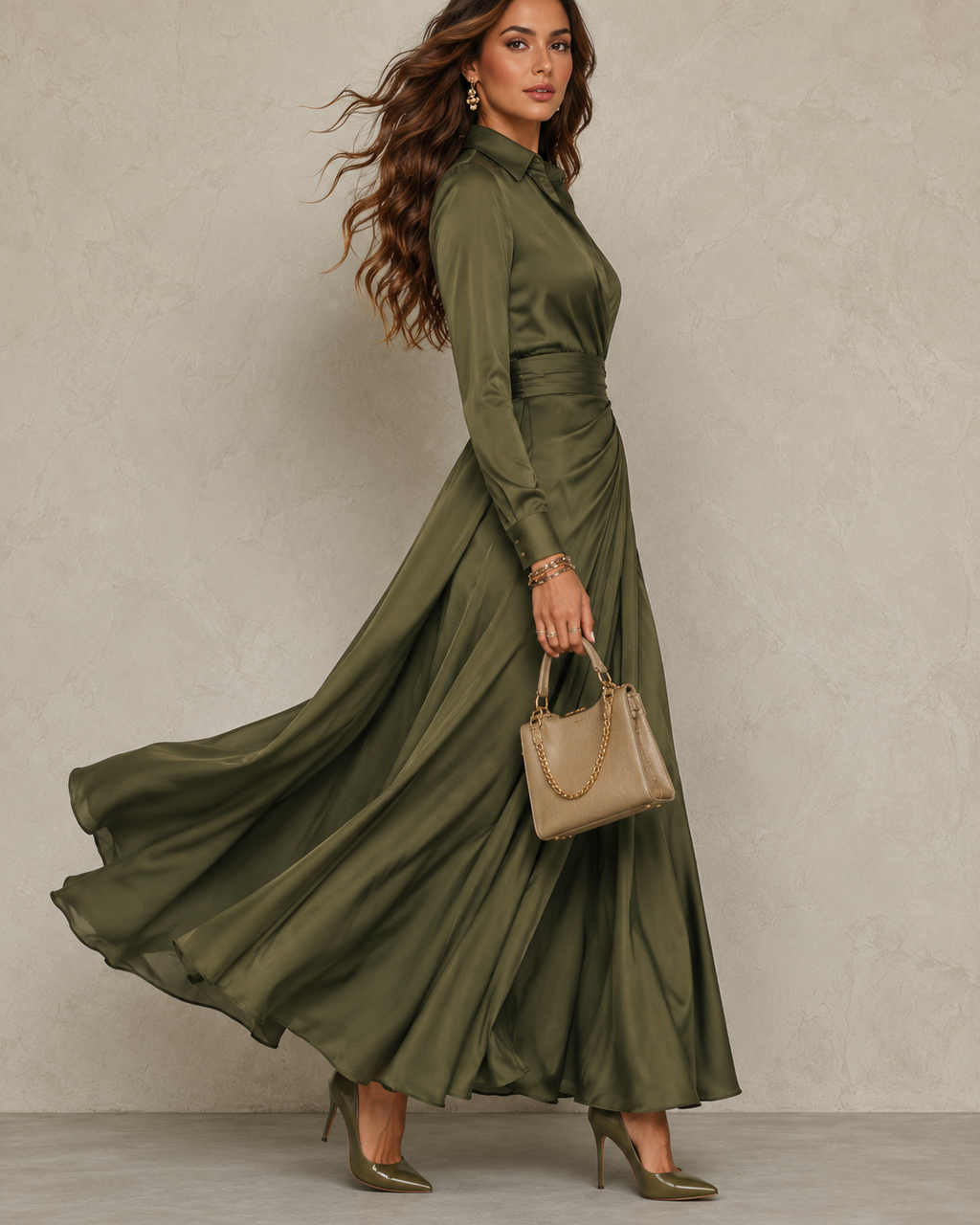 Hesper | Vestido largo cruzado verde