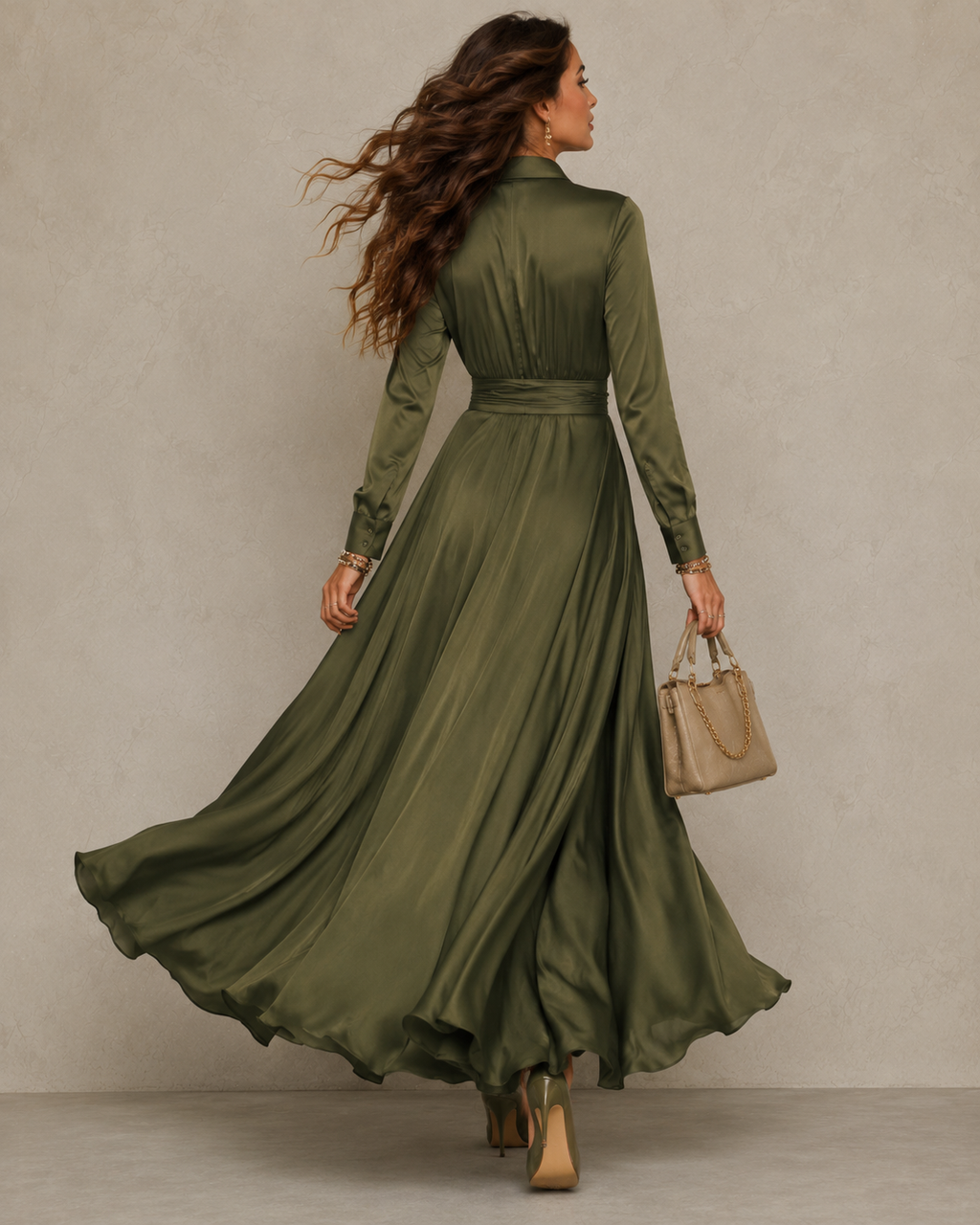 Hesper | Vestido largo cruzado verde