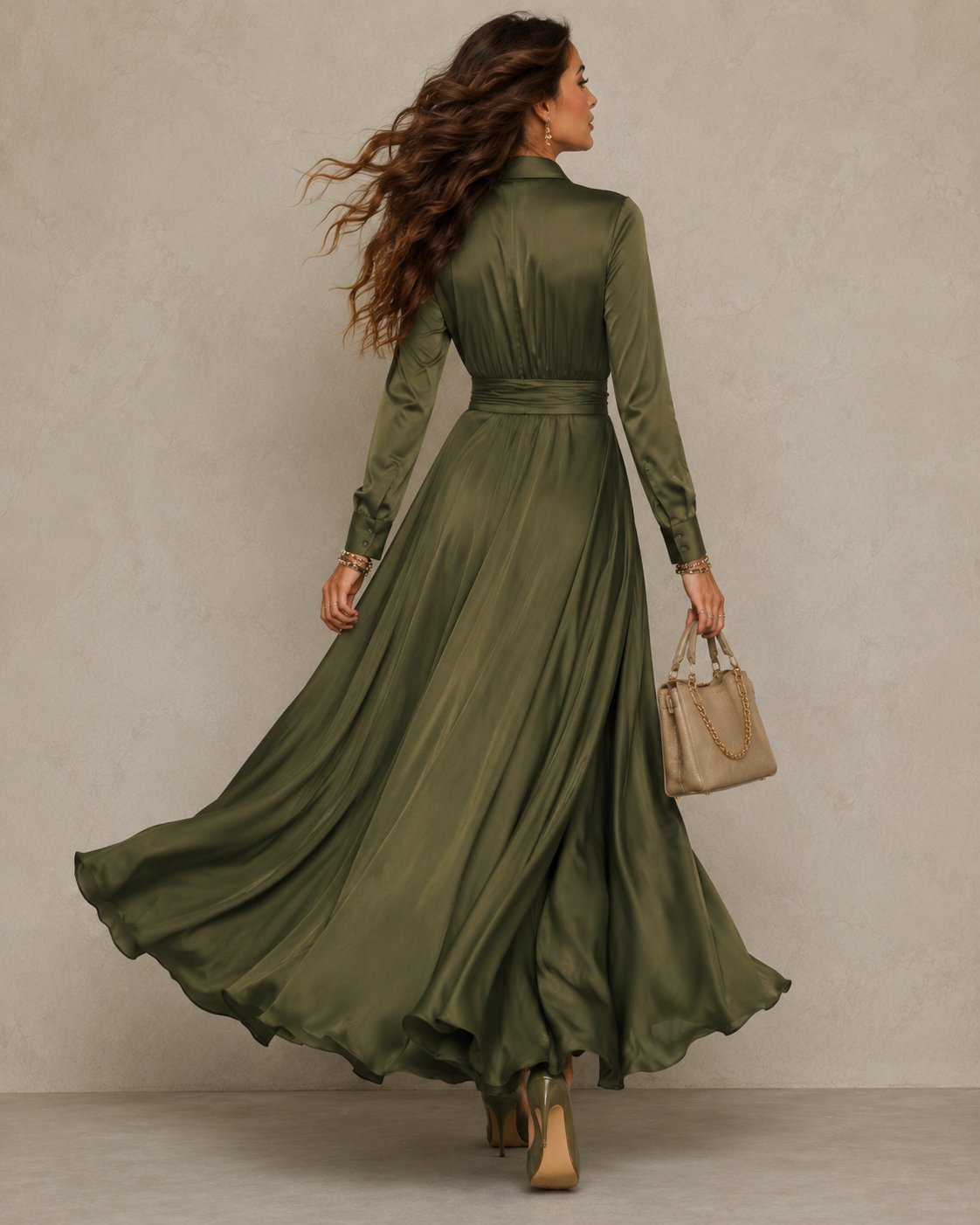Hesper | Vestido largo cruzado verde