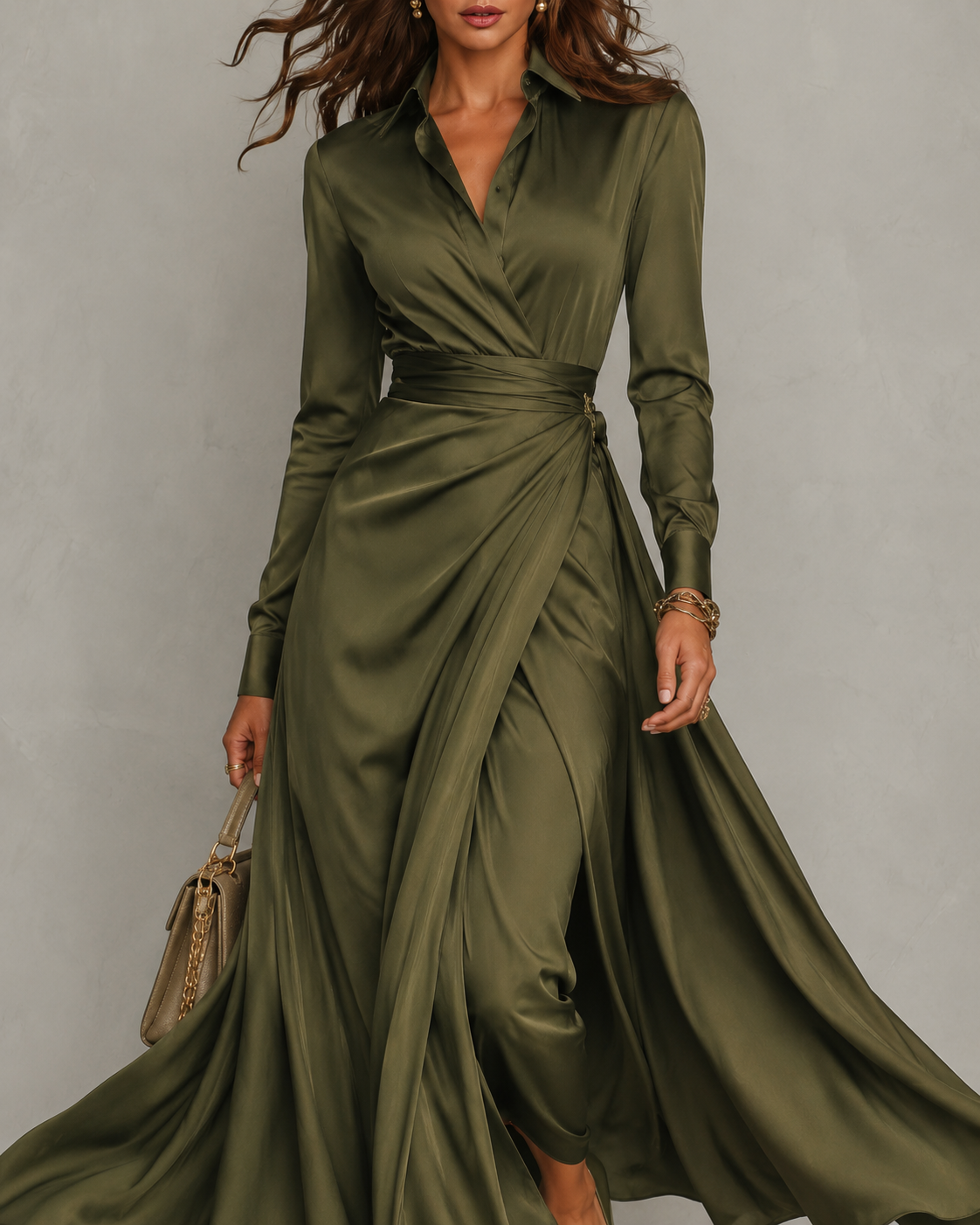 Norah | Vestido midi camisero fruncido