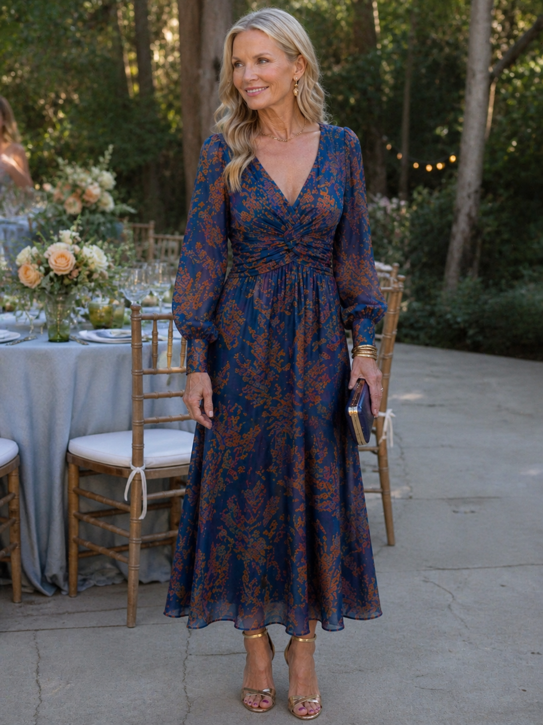 Bridget | Vestido Midi Floral con Nudo Frontal
