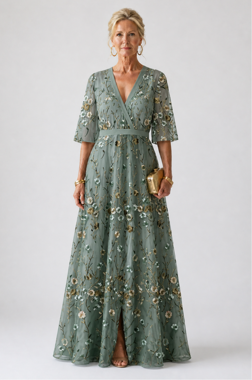 Camilla | Vestido Maxi Floral con Cuello en V