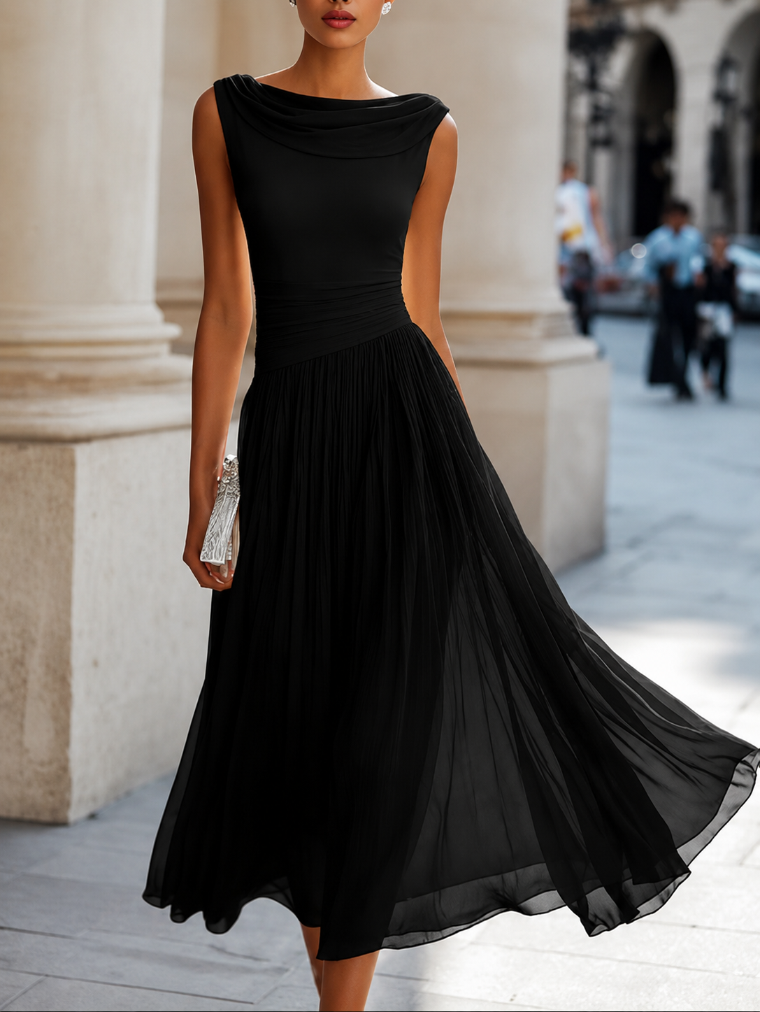 Cadence | Vestido midi plisado
