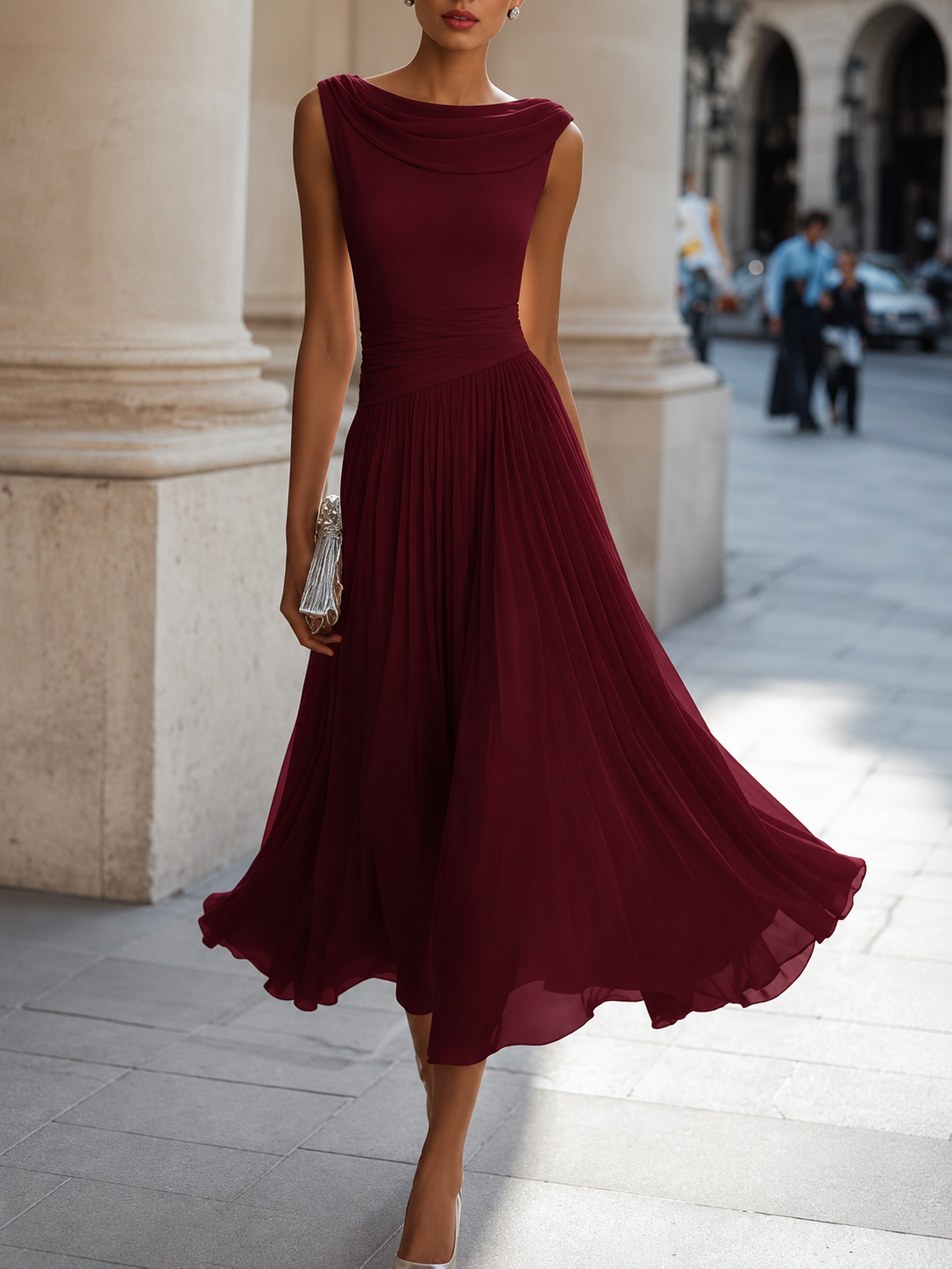 Cadence | Vestido midi plisado