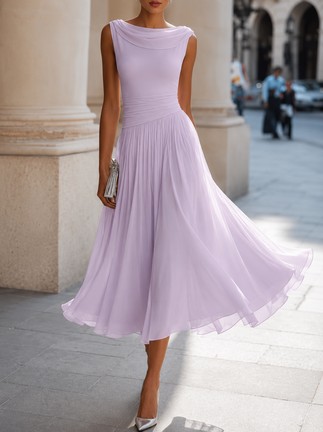 Cadence | Vestido midi plisado