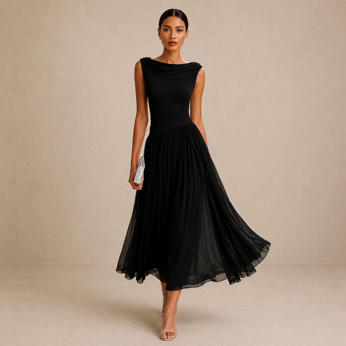 Cadence | Vestido midi plisado