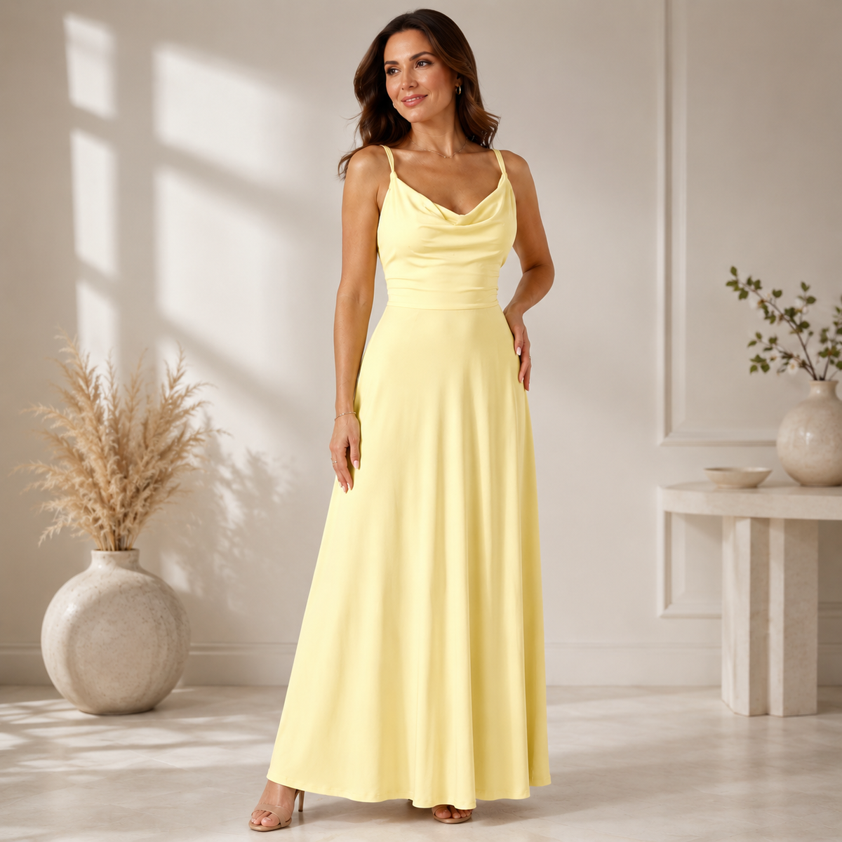 Sybil | Vestido largo con escote drapeado