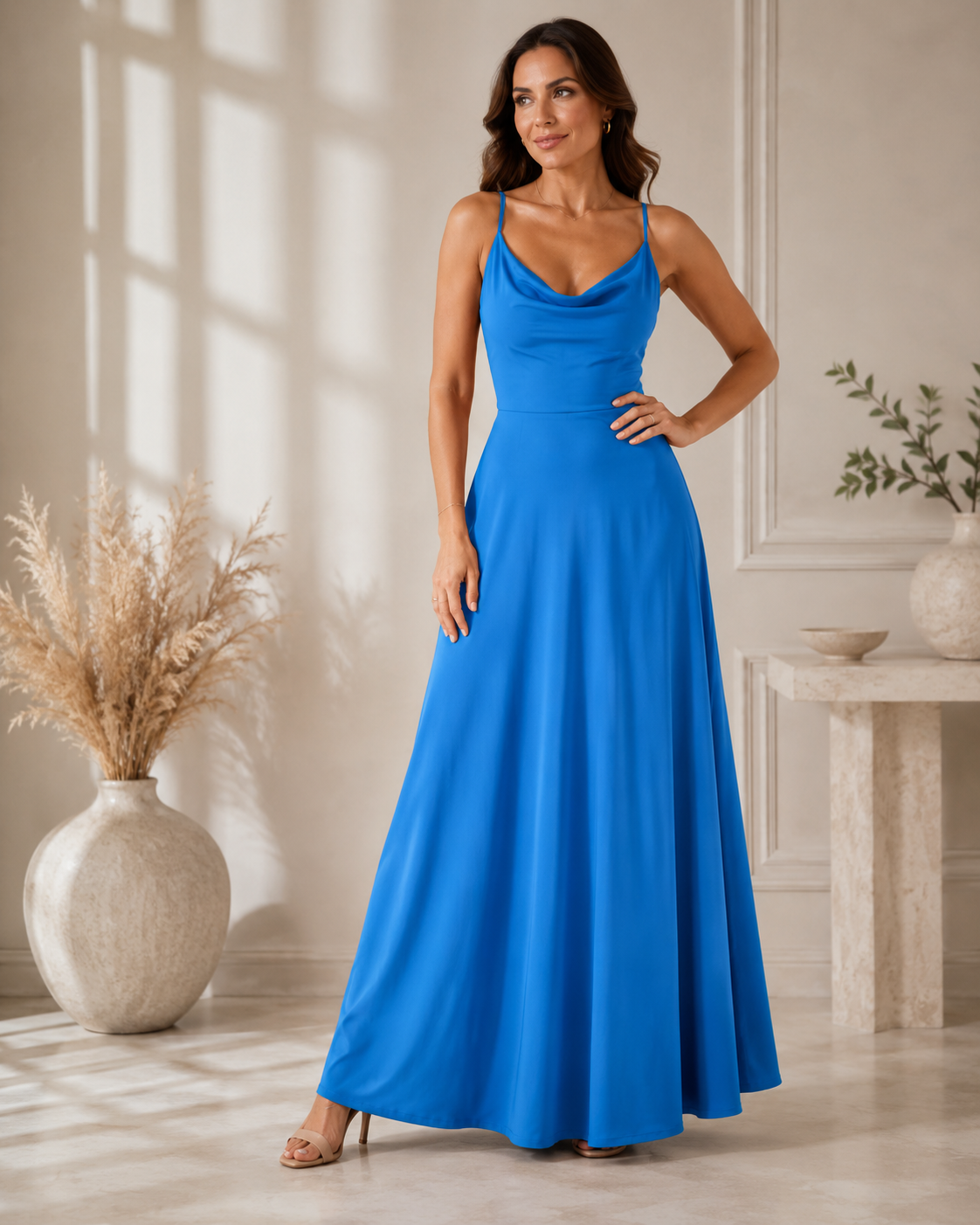 Sybil | Vestido largo con escote drapeado