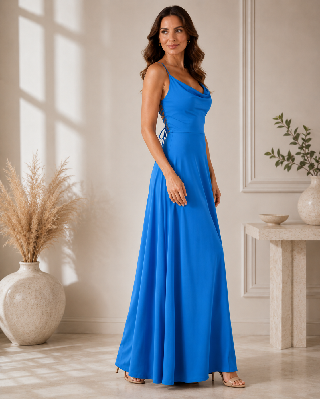 Sybil | Vestido largo con escote drapeado