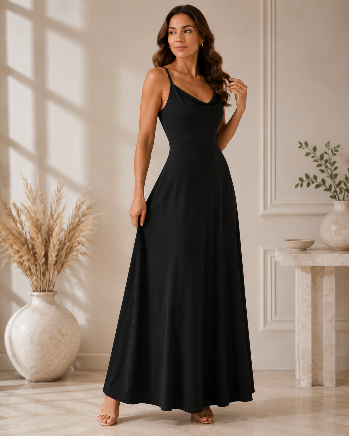 Sybil | Vestido largo con escote drapeado