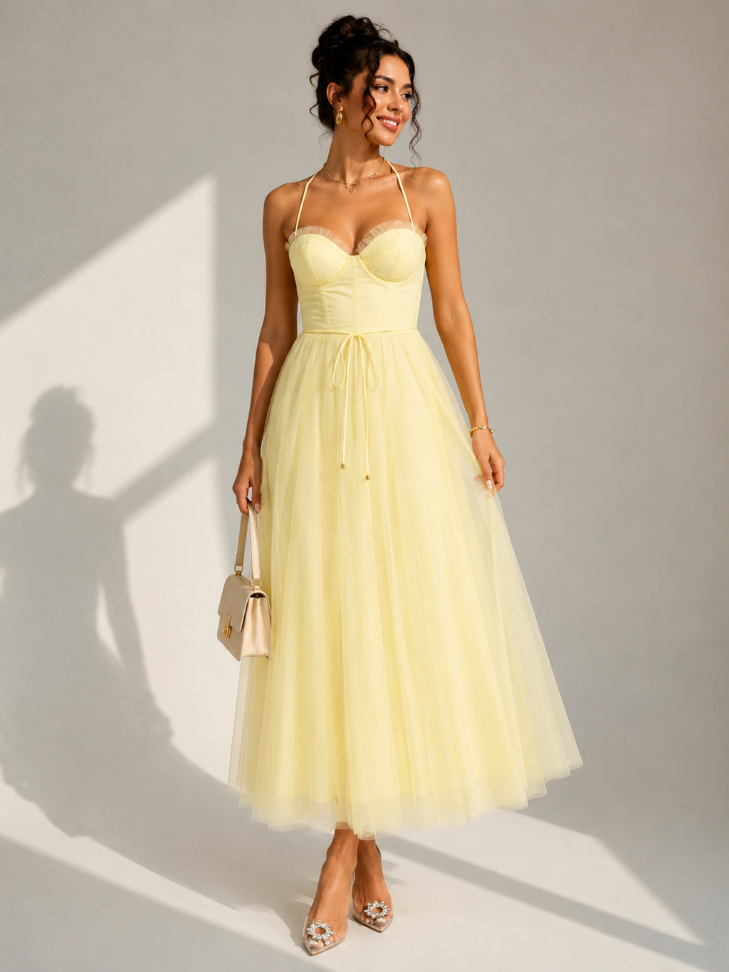 Ines | Vestido midi ceñido a la cintura