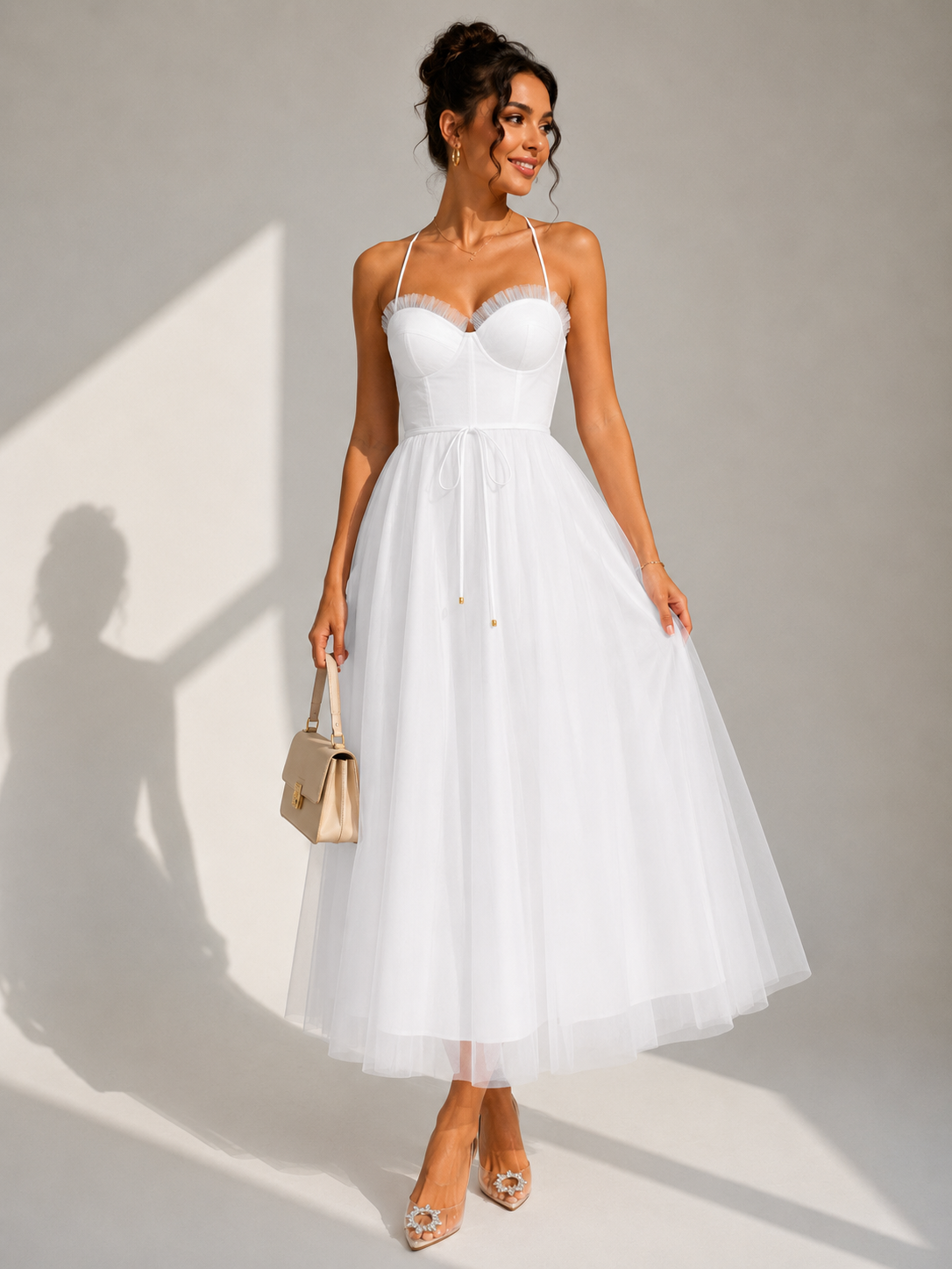 Ines | Vestido midi ceñido a la cintura