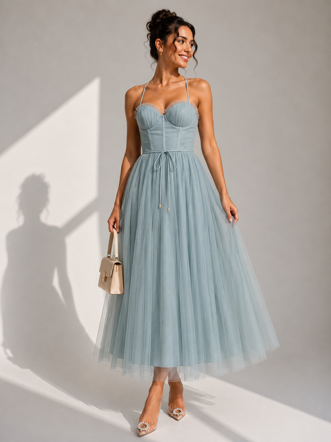 Ines | Vestido midi ceñido a la cintura