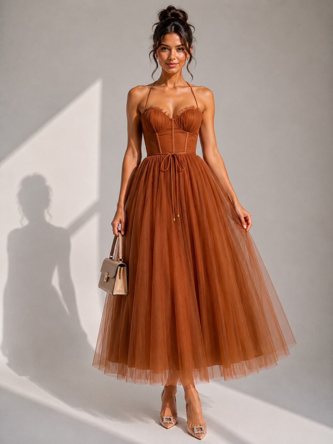 Ines | Vestido midi ceñido a la cintura