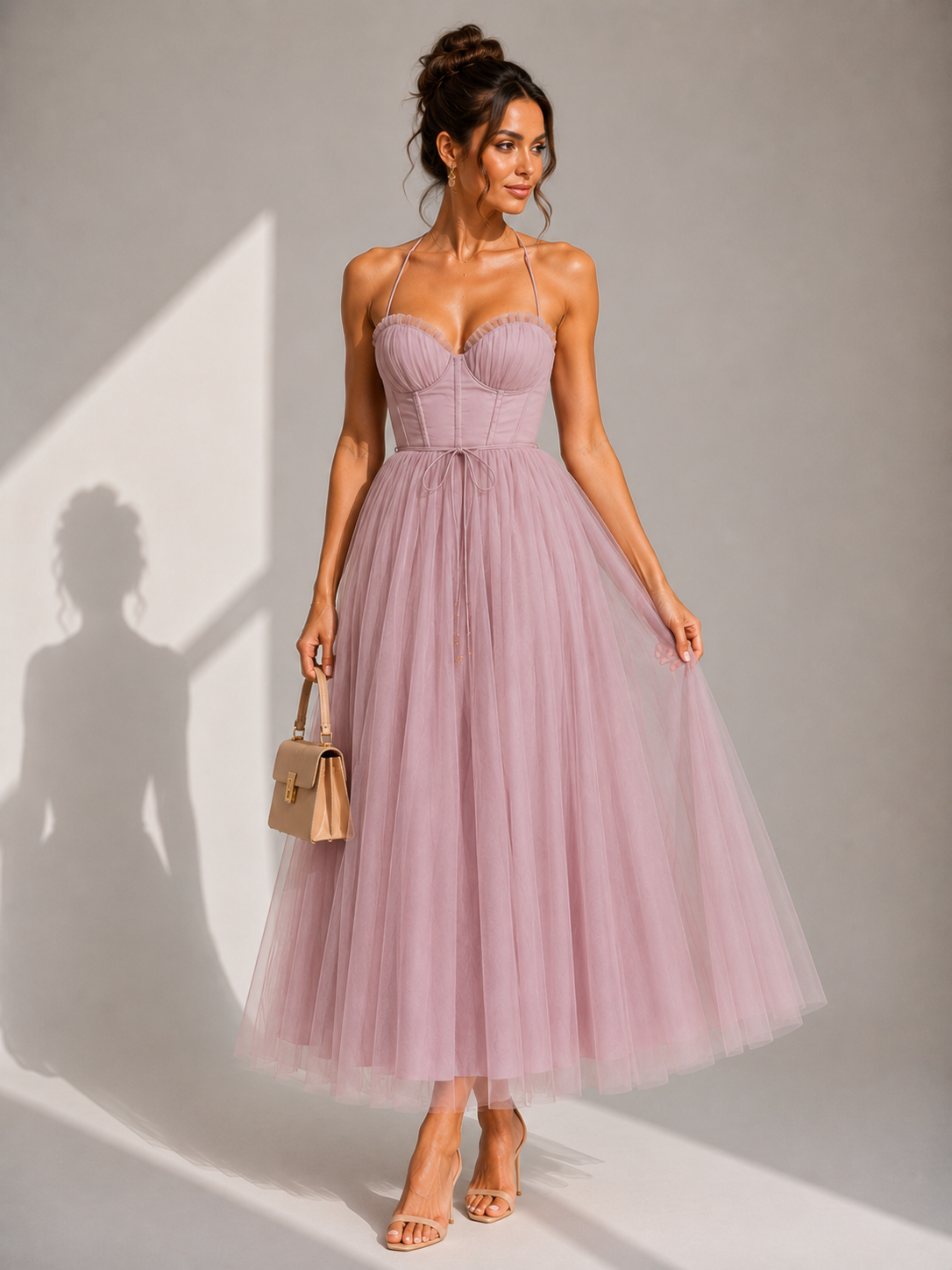 Ines | Vestido midi ceñido a la cintura