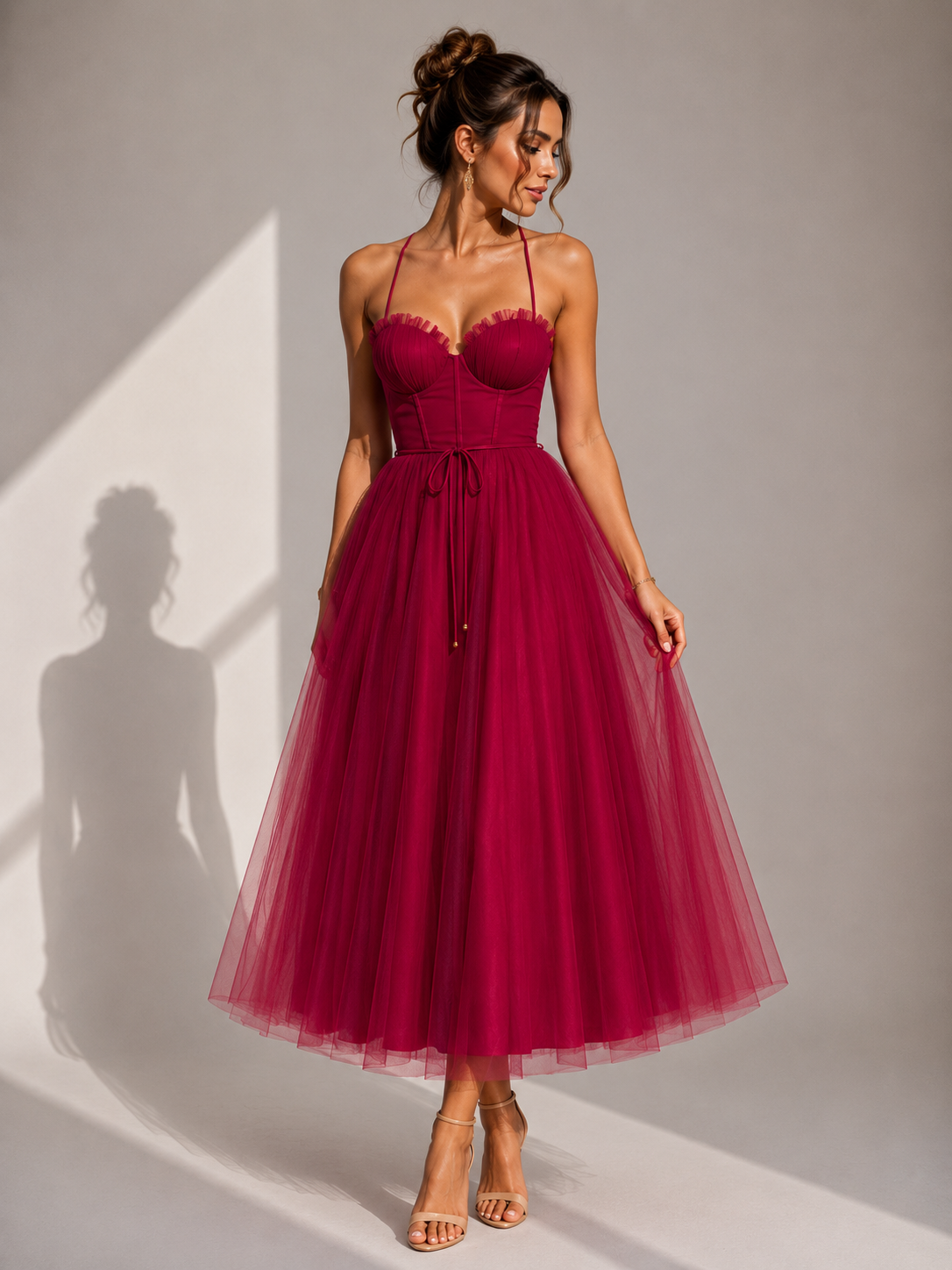 Ines | Vestido midi ceñido a la cintura