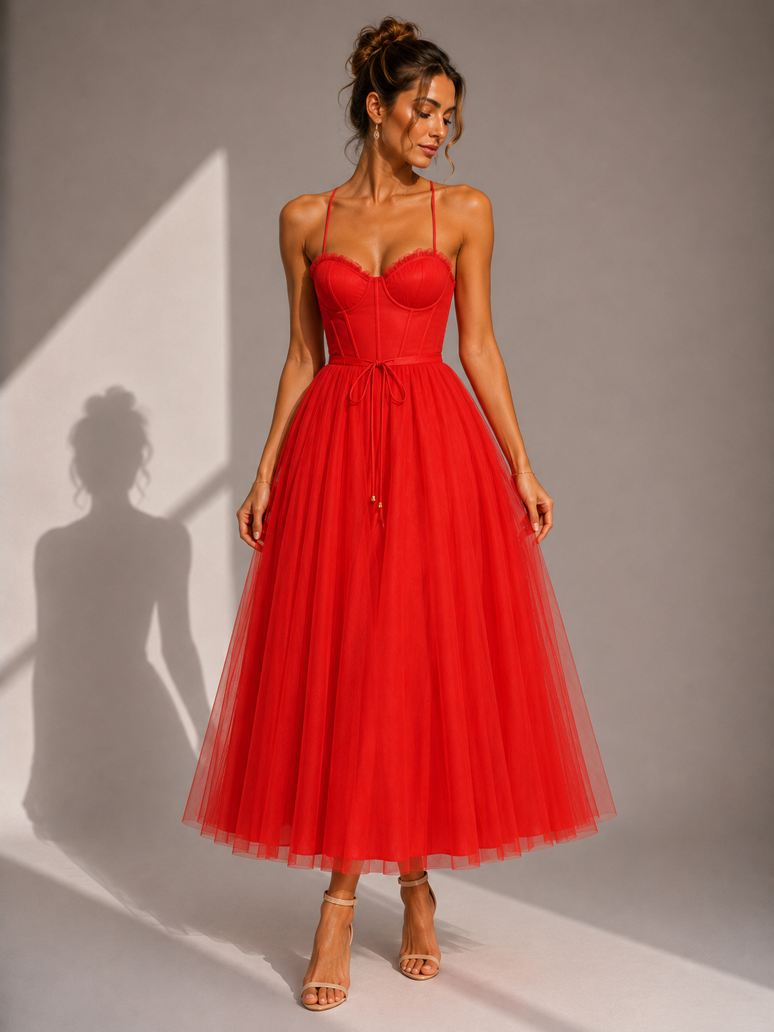 Ines | Vestido midi ceñido a la cintura