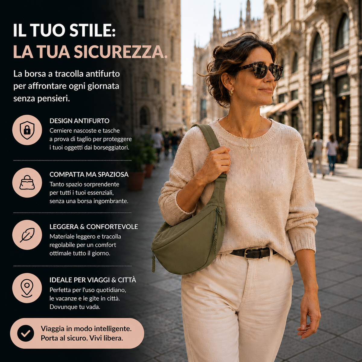 Agata | Bolso de Hombro Verde Oliva