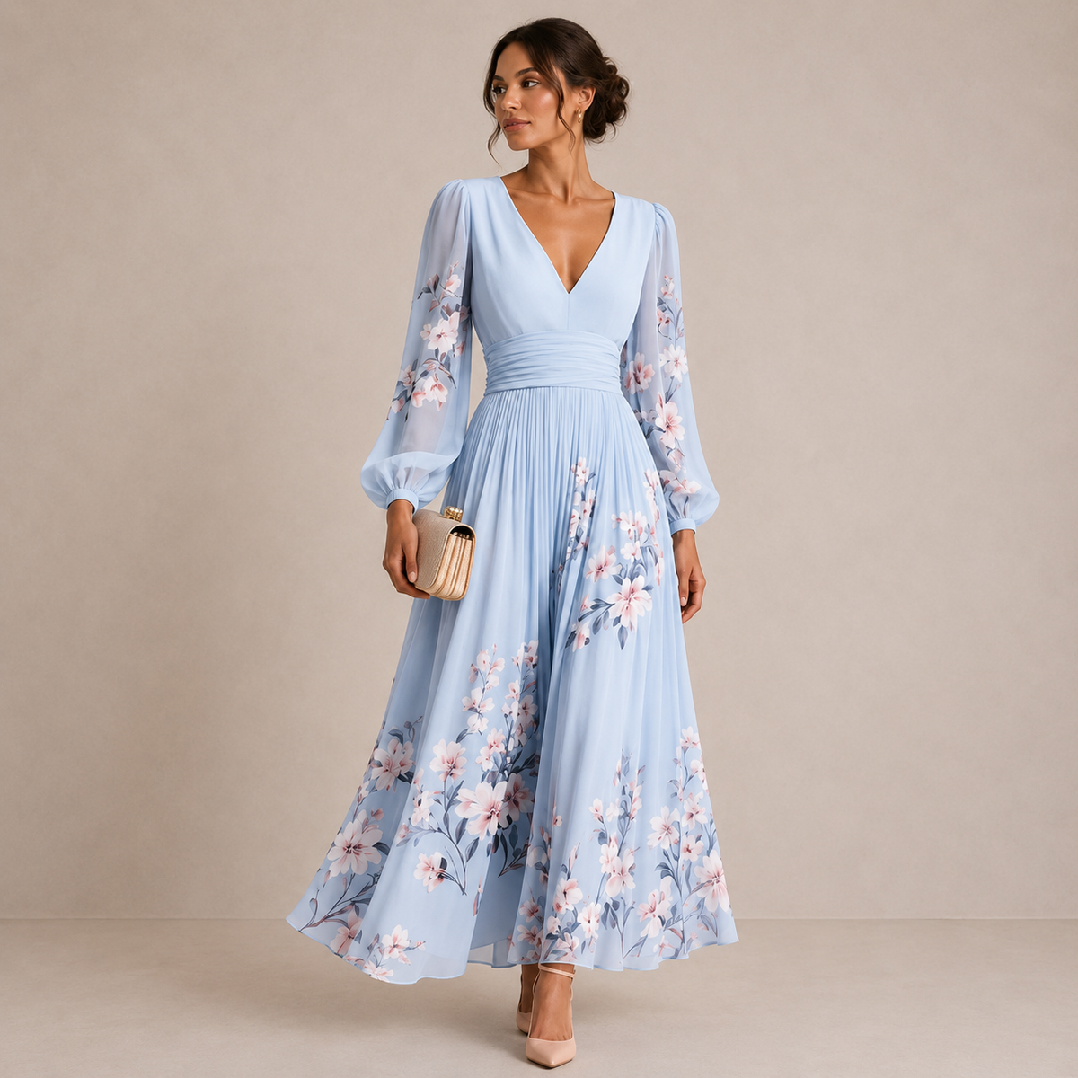 Emmeline | Vestido midi con manga abullonada