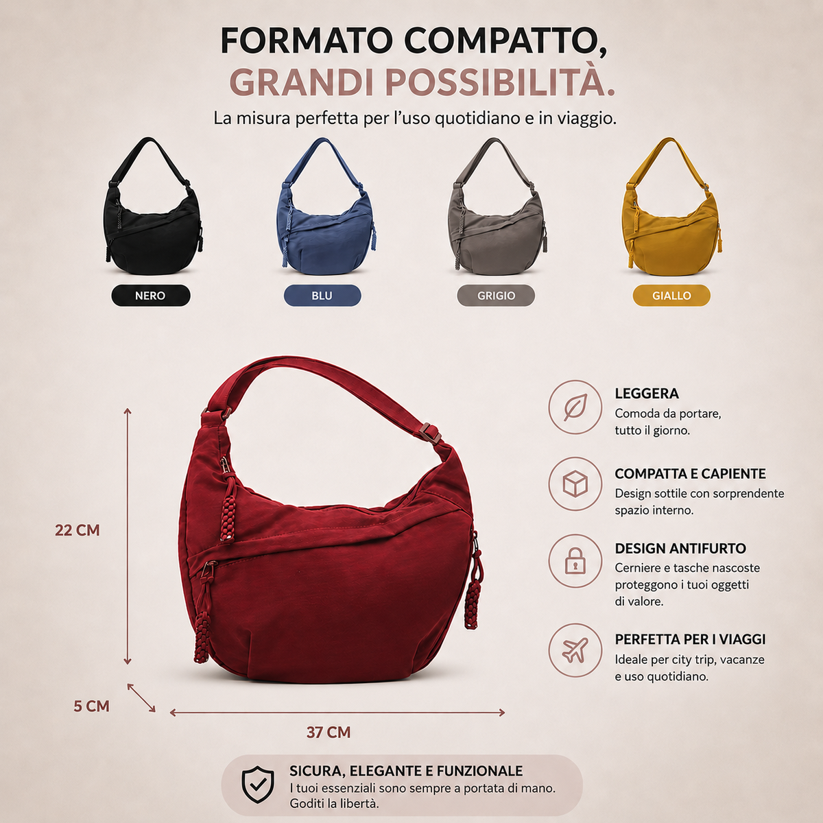 Rossana | Bolso de Hombro Beige
