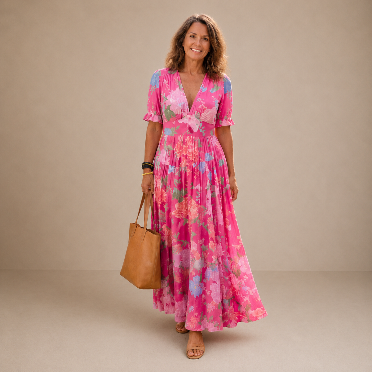 Della | Vestido largo floral con escote en V
