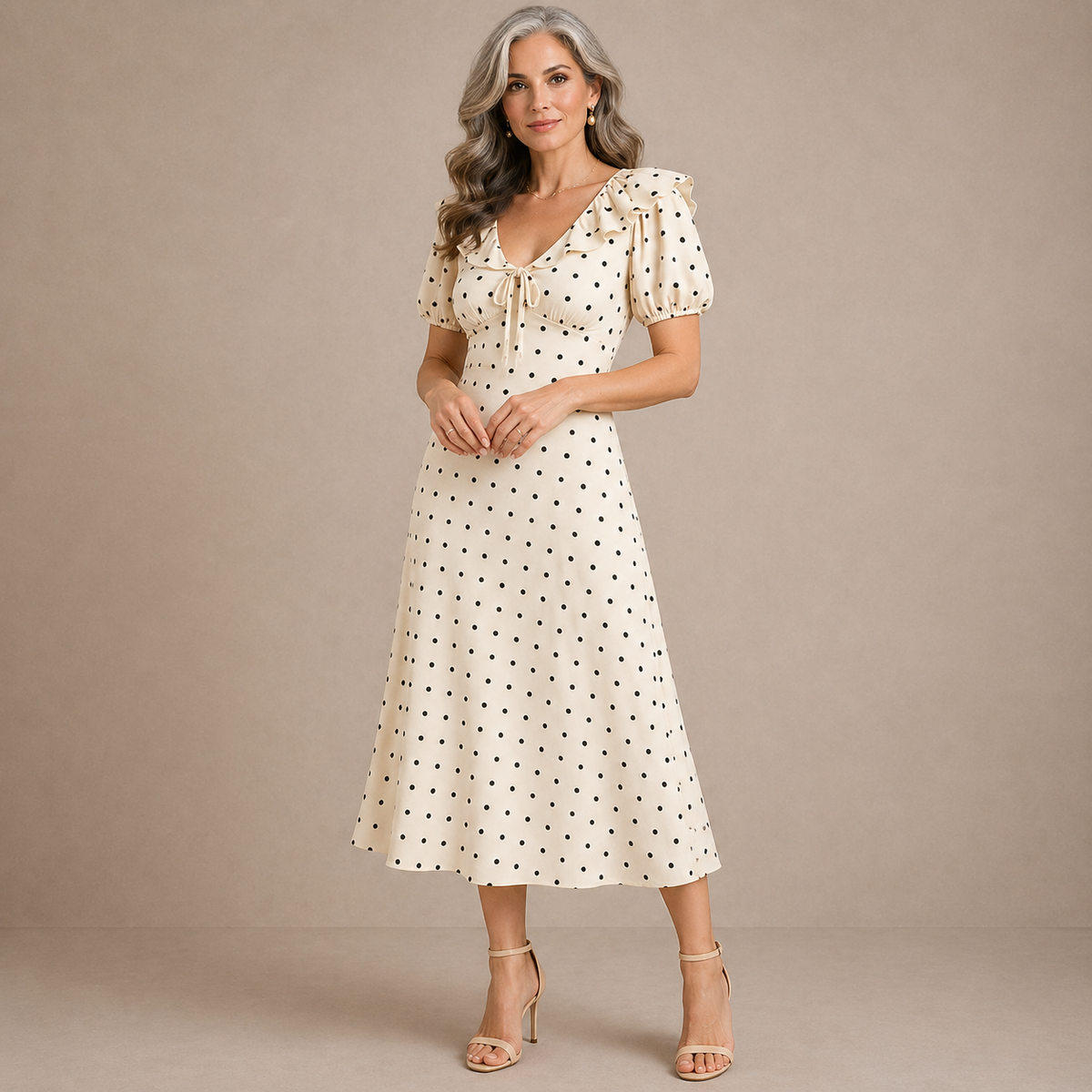 Loveday | Vestido midi de lunares con volantes