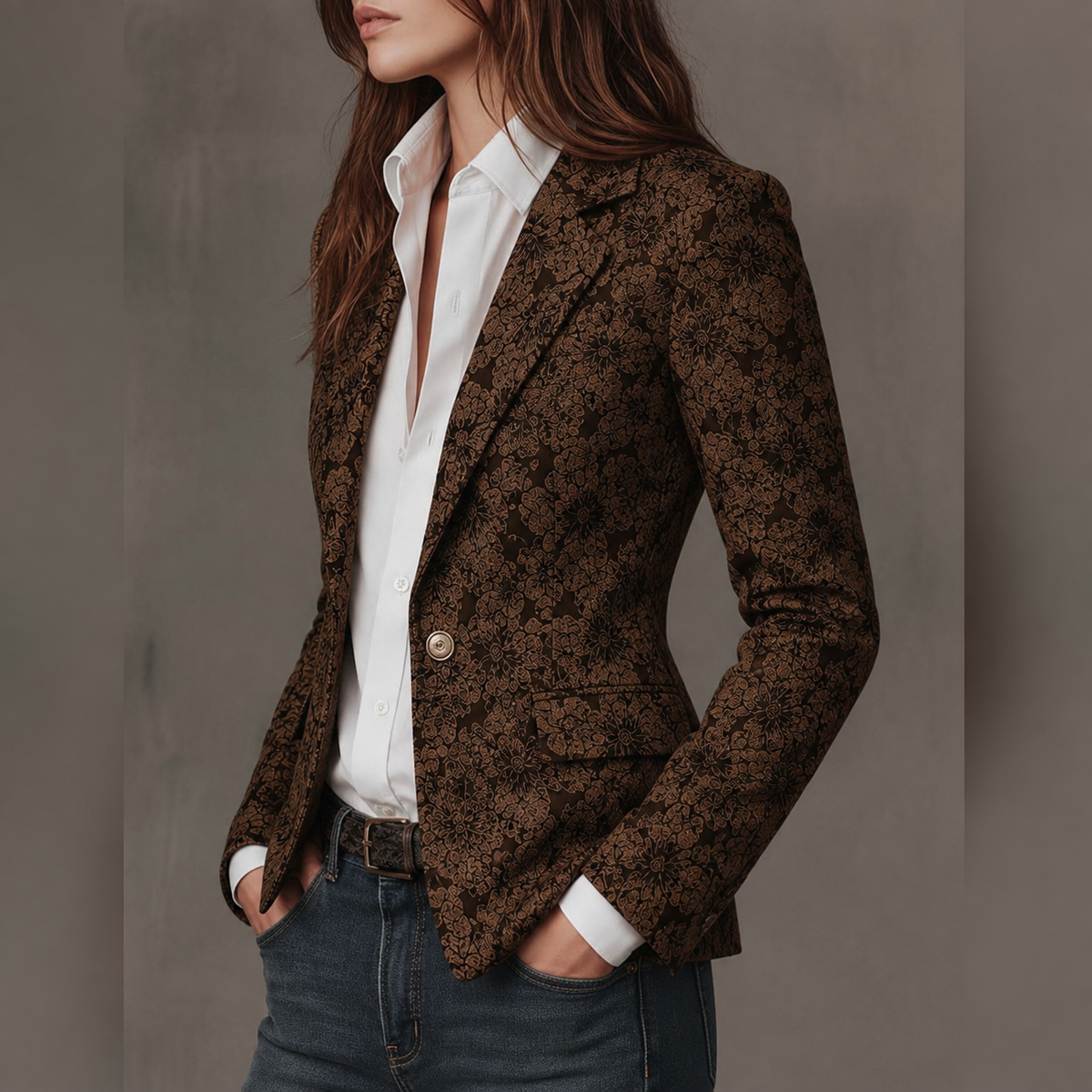 Blazer Entallado de Jacquard Cachemir para Mujer