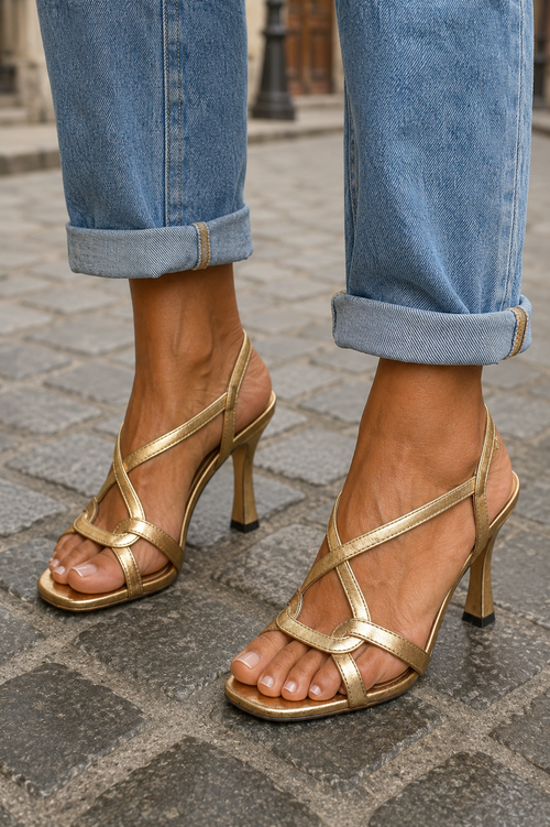 Cassie | Tacón Encanto Dorado de Verano